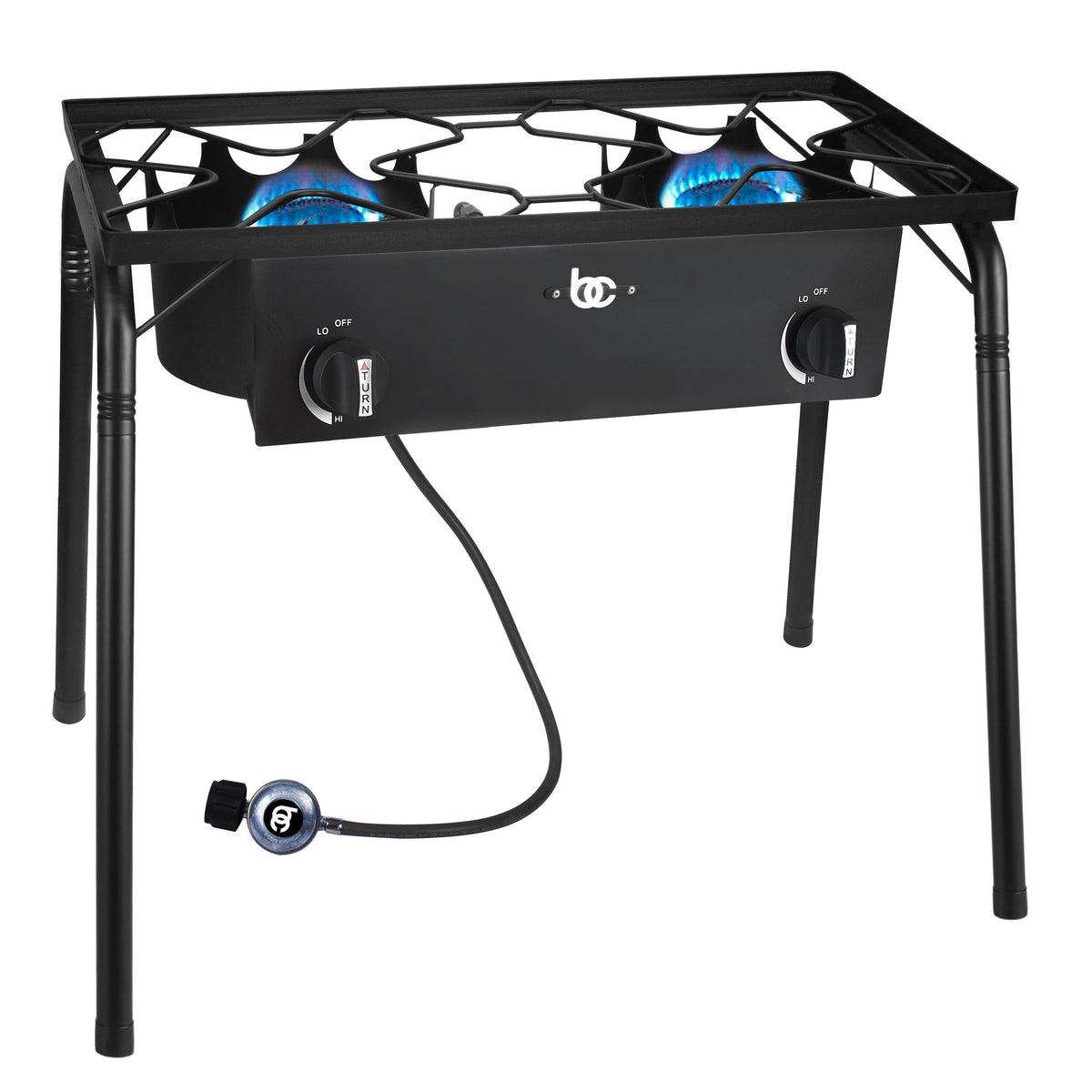 Heavy-Duty Double Cast Iron Burner with High-Pressure Regulator