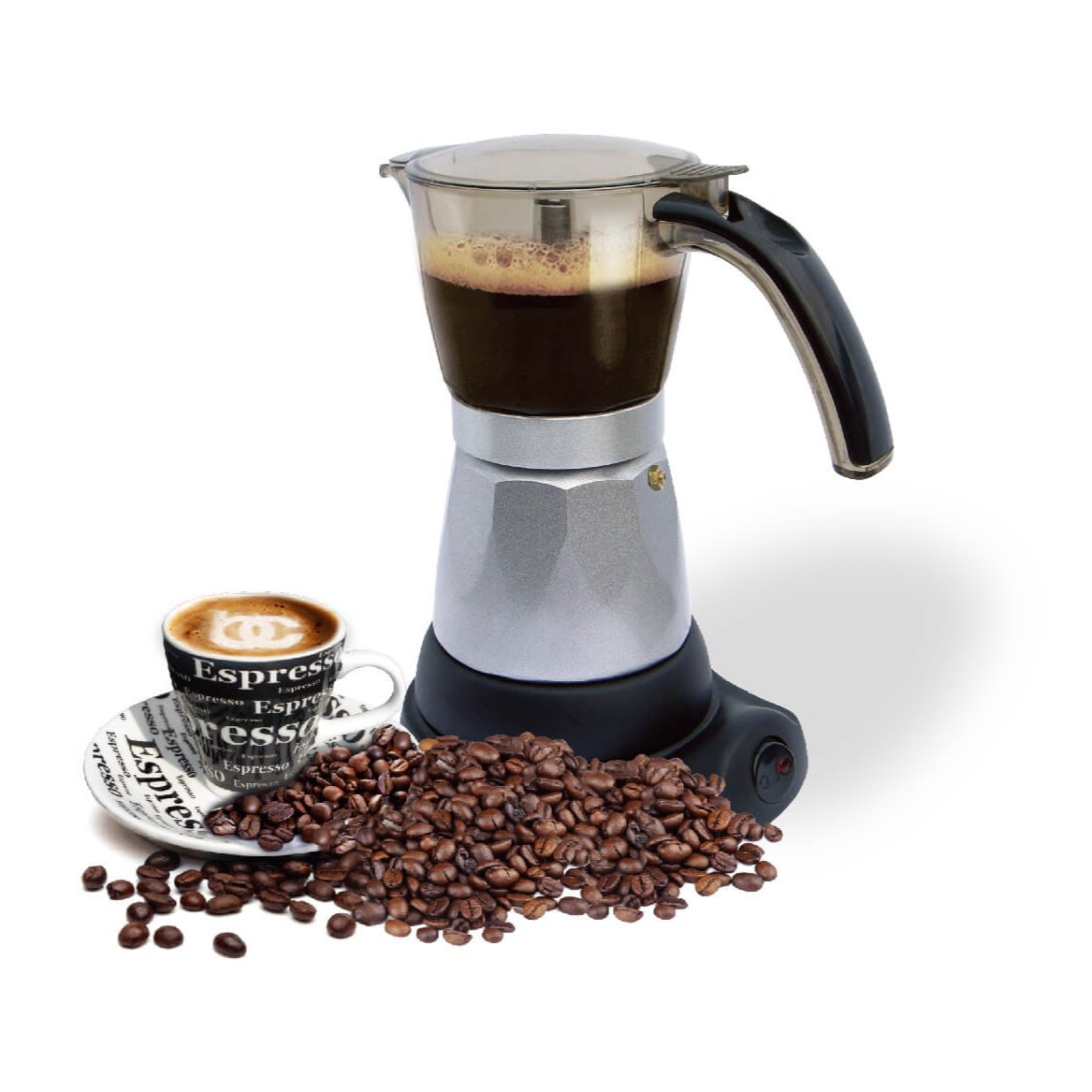 
                  
                    Bene Casa Silver Electric Espresso Maker/Cafetera, 3-6 cups/shots
                  
                