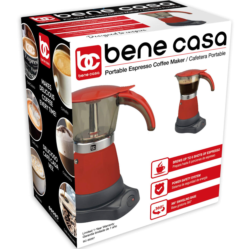 Bene Casa Silver Electric Espresso Maker/Cafetera, 3-6 cups/shots