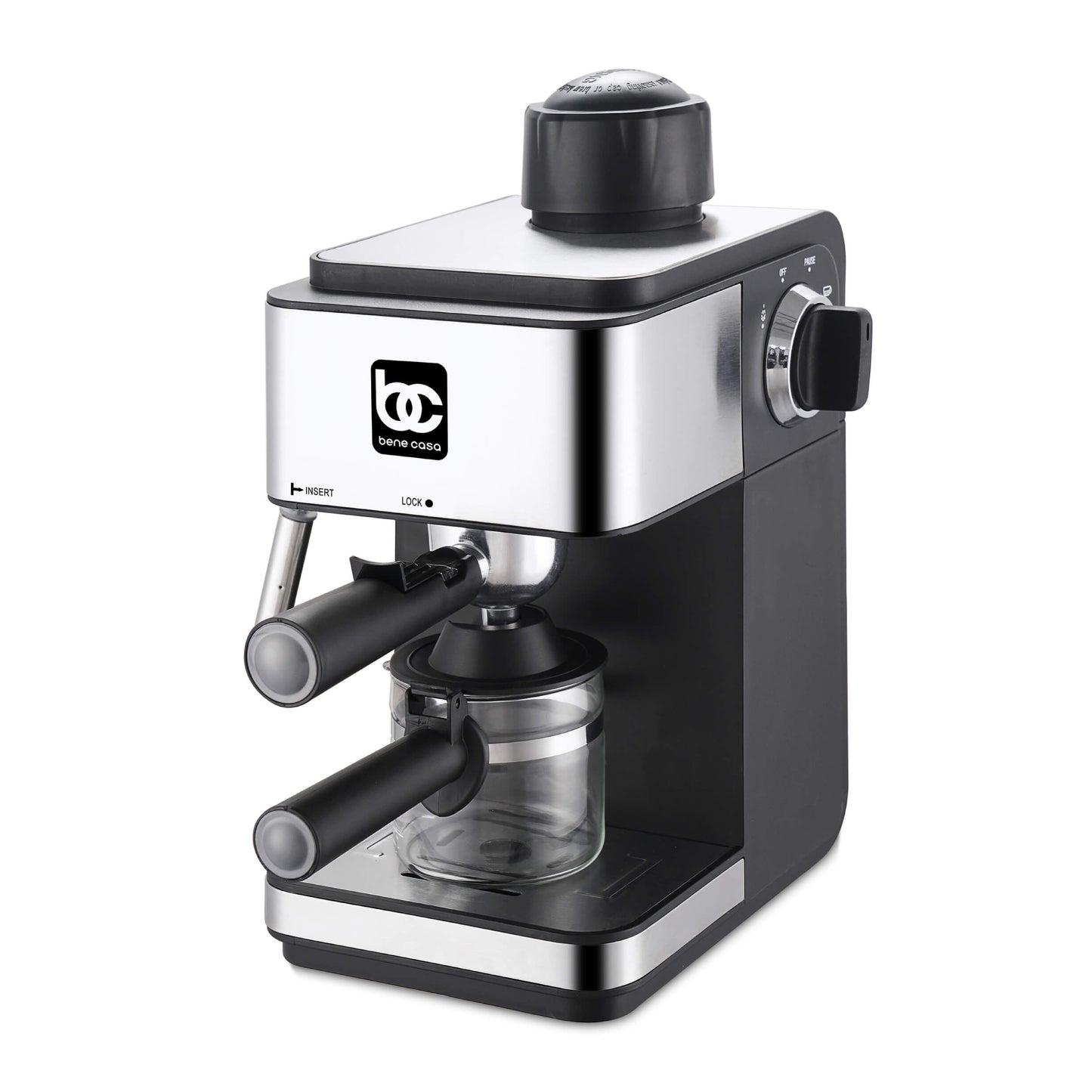 
                  
                    Bene Casa Stainless Steel 4-cup espresso maker; milk frother, cappuccino, coffee, latte maker
                  
                