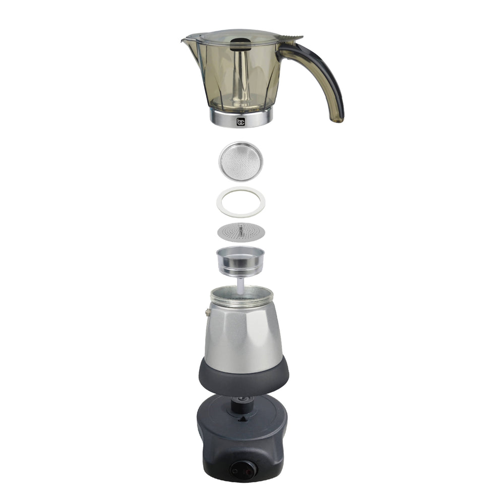 Bene Casa Silver Electric Espresso Maker/Cafetera, 3-6 cups/shots