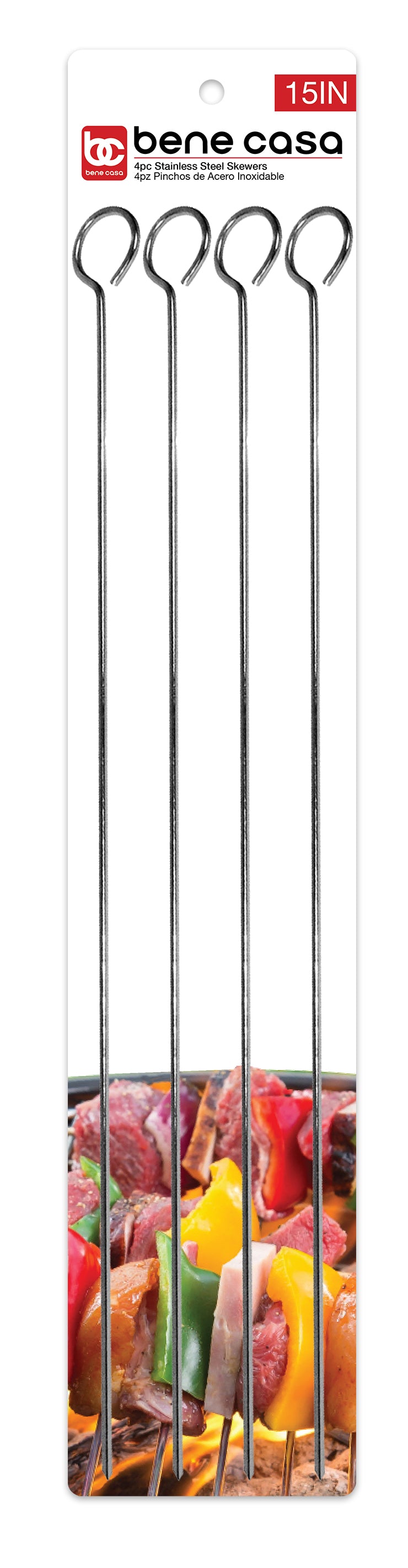 
                  
                    Bene Casa 15 Inch Stainless Steel Barbeque Skewers, Set of 4
                  
                