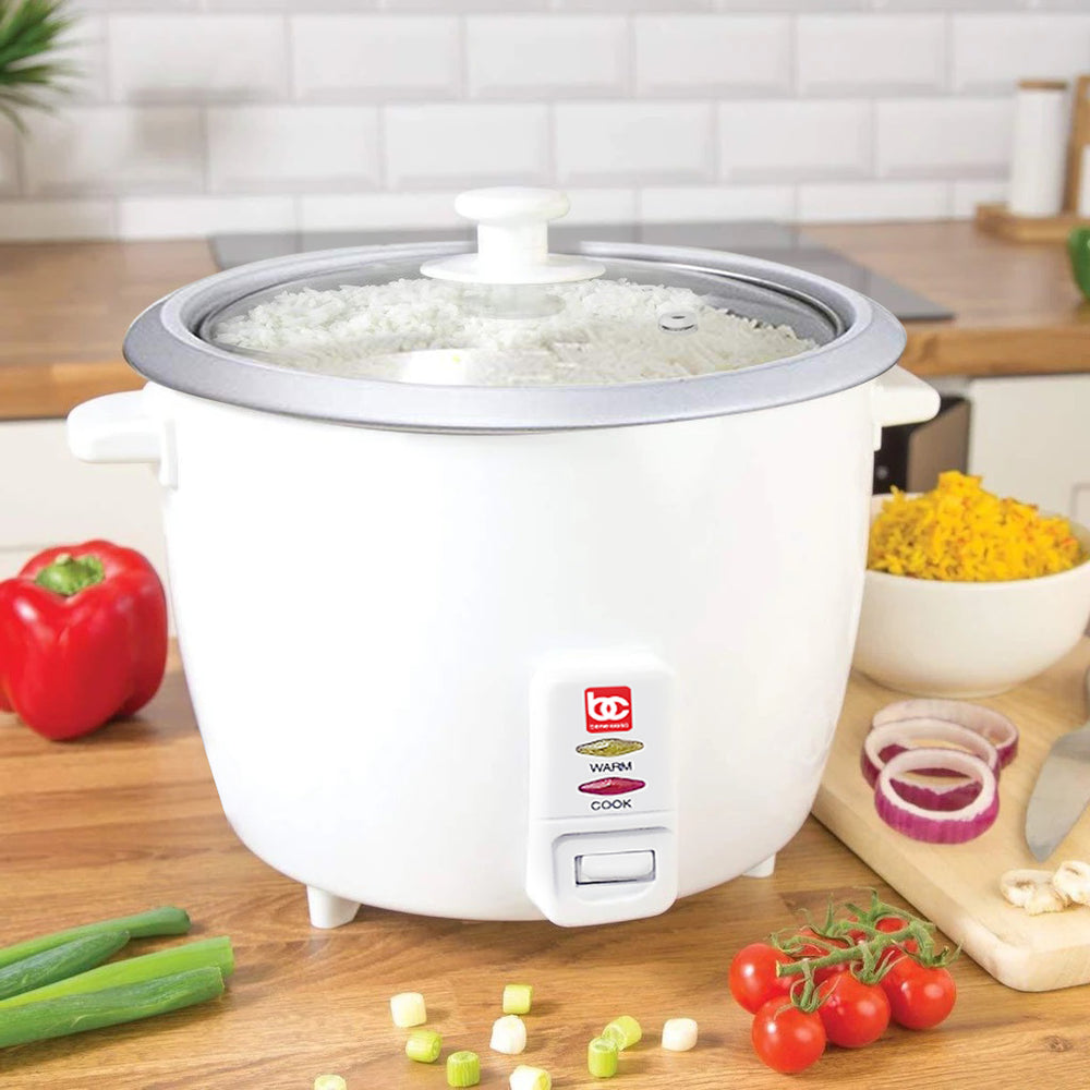 6 Cup Bene Casa Rice Cooker with glass lid, dishwasher safe rice cooker  with auto cut off, steamer rice maker with keep warm facility