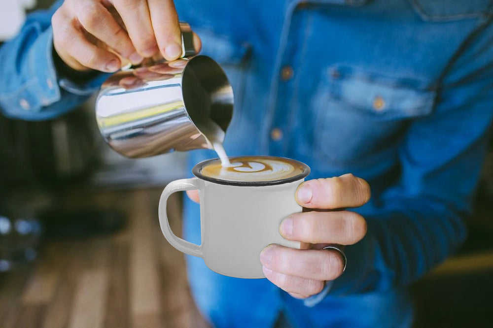 
                  
                    Bene Casa 3oz White Mini Enamel Mug ideal for Hot Drinks and Cold Beverages
                  
                