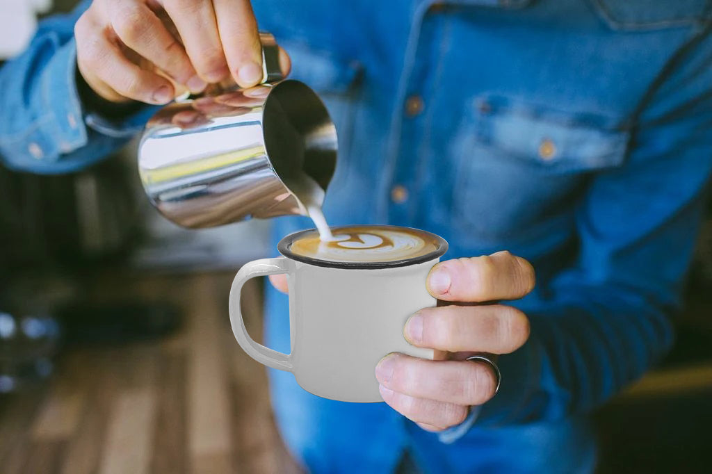 
                  
                    Bene Casa 3oz White Mini Enamel Mug ideal for Hot Drinks and Cold Beverages
                  
                