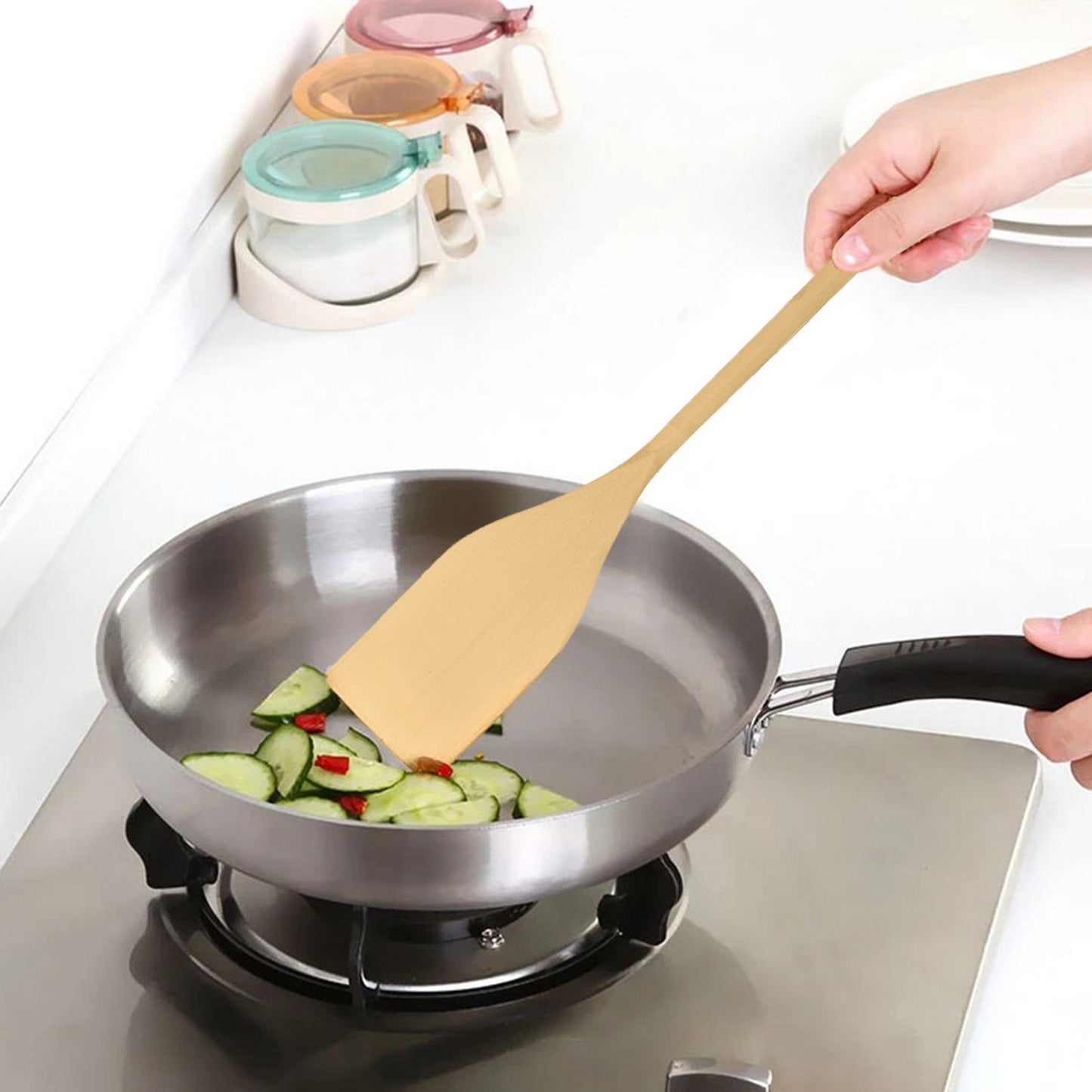 
                  
                    Bene Casa 2-piece wooden spoon set, wooden spatula and spoon, easy clean, long 14-inch spoon, non-stick coating spoon and spatula
                  
                