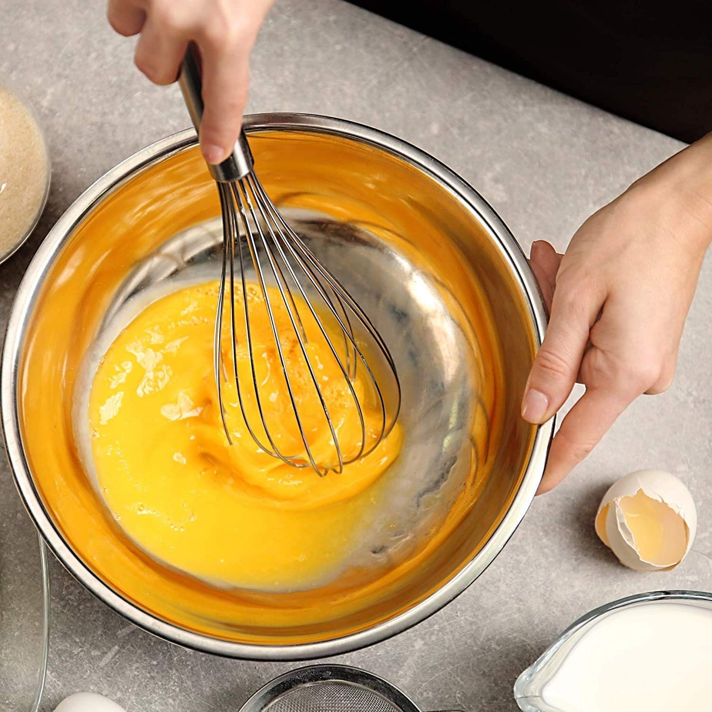 
                  
                    Bene Casa Stainless Steel Whisk with thick handle for Cooking, Blending, Whisking, Beating, Stirring
                  
                