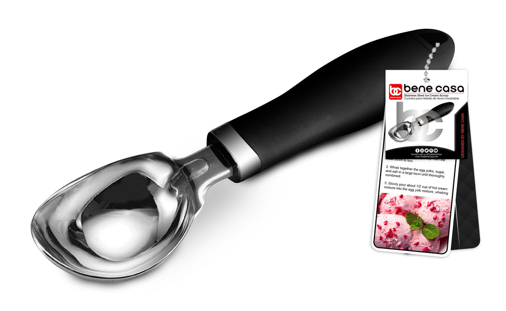 Bene Casa Stainless Steel Ice Cream Scoop with Black Handle