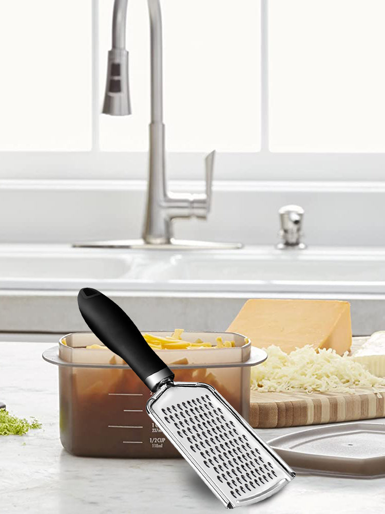 
                  
                    Bene Casa Stainless Steel Grater with Black handle, Dishwasher Safe
                  
                