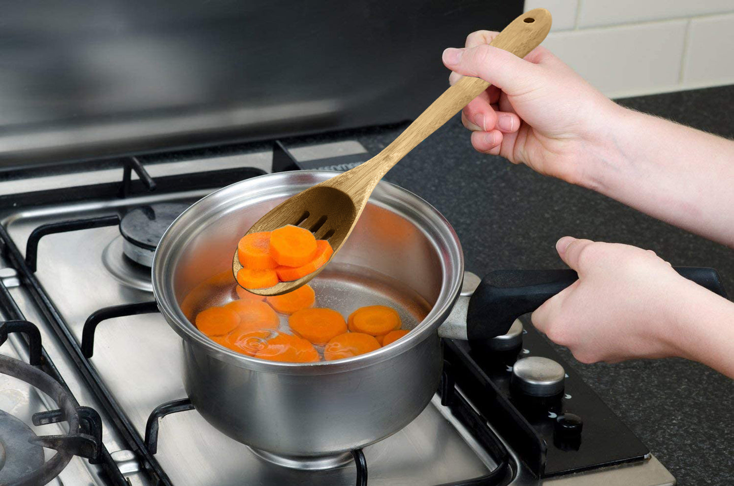 
                  
                    Bene Casa 12" Bamboo Slotted Spoon, Safe for non-stick
                  
                