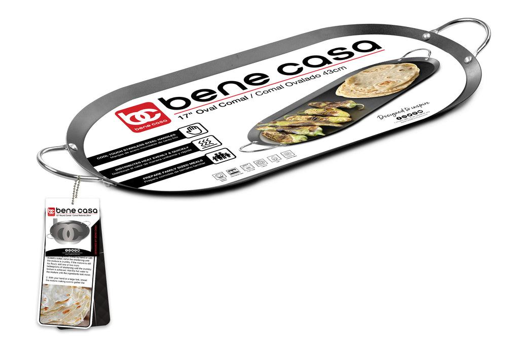 Bene Casa 9/14/17 Round Steel Comal Pans with Loop Handles