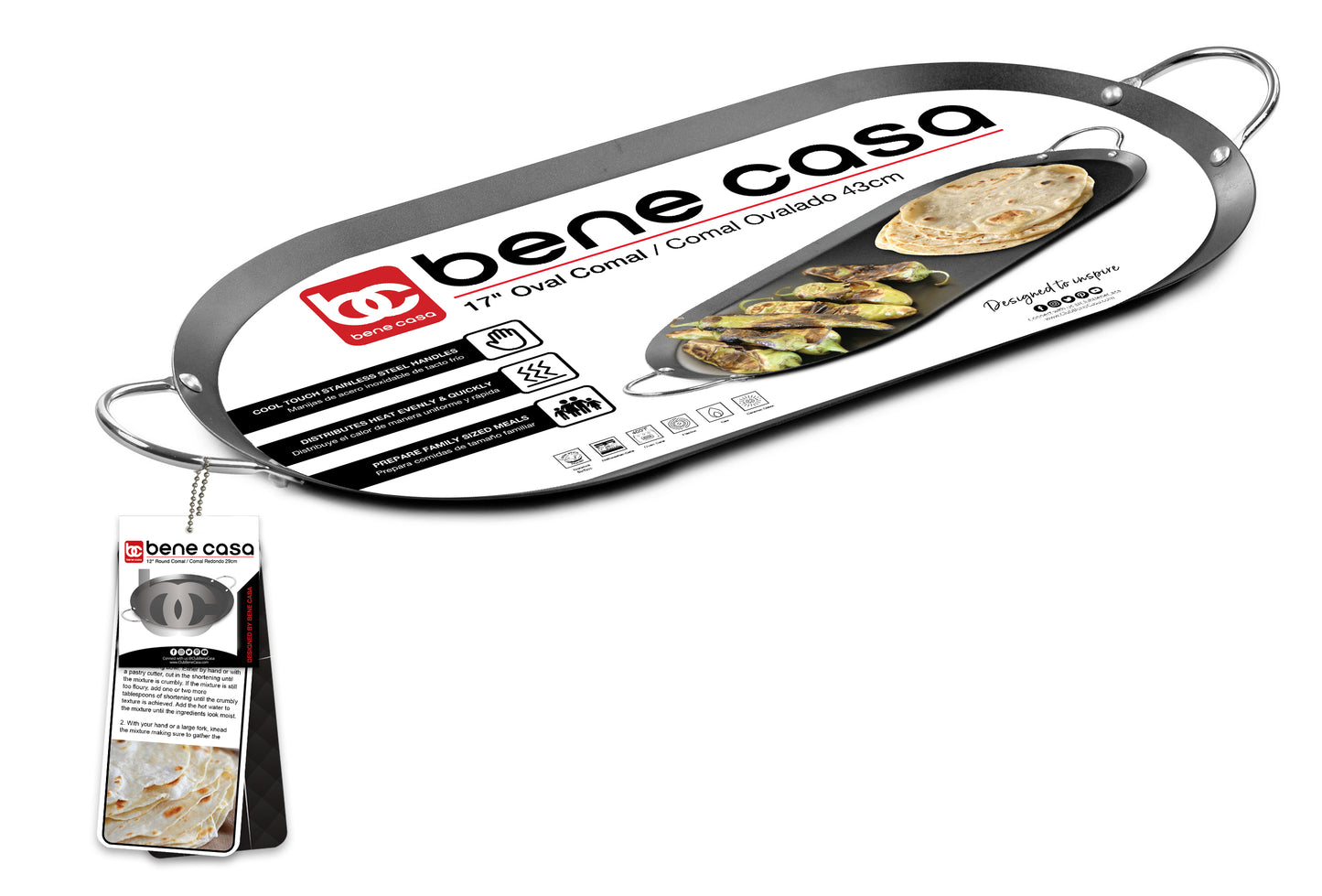 Bene Casa 12-inch diameter, non-stick, round steel pan with single met