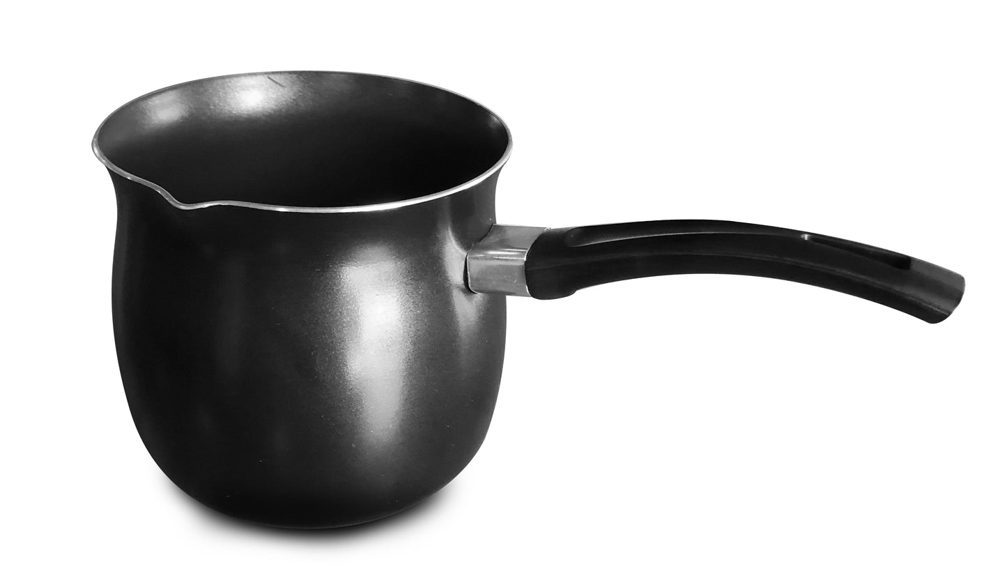 Bene Casa 2-Quart aluminum sauce pan w/ wooden handle, double spout, e