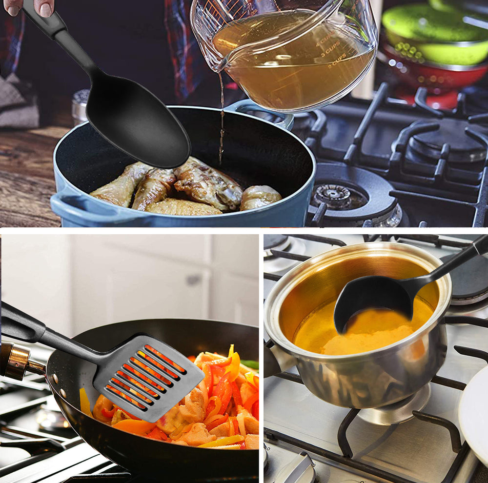 Bene Casa 3 Piece Nylon Kitchen Utensils Set, Ladle, Turner, Spoon