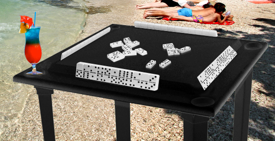 
                  
                    Bene Casa waterproof plastic game table w/ tile rack, removable legs, Black
                  
                