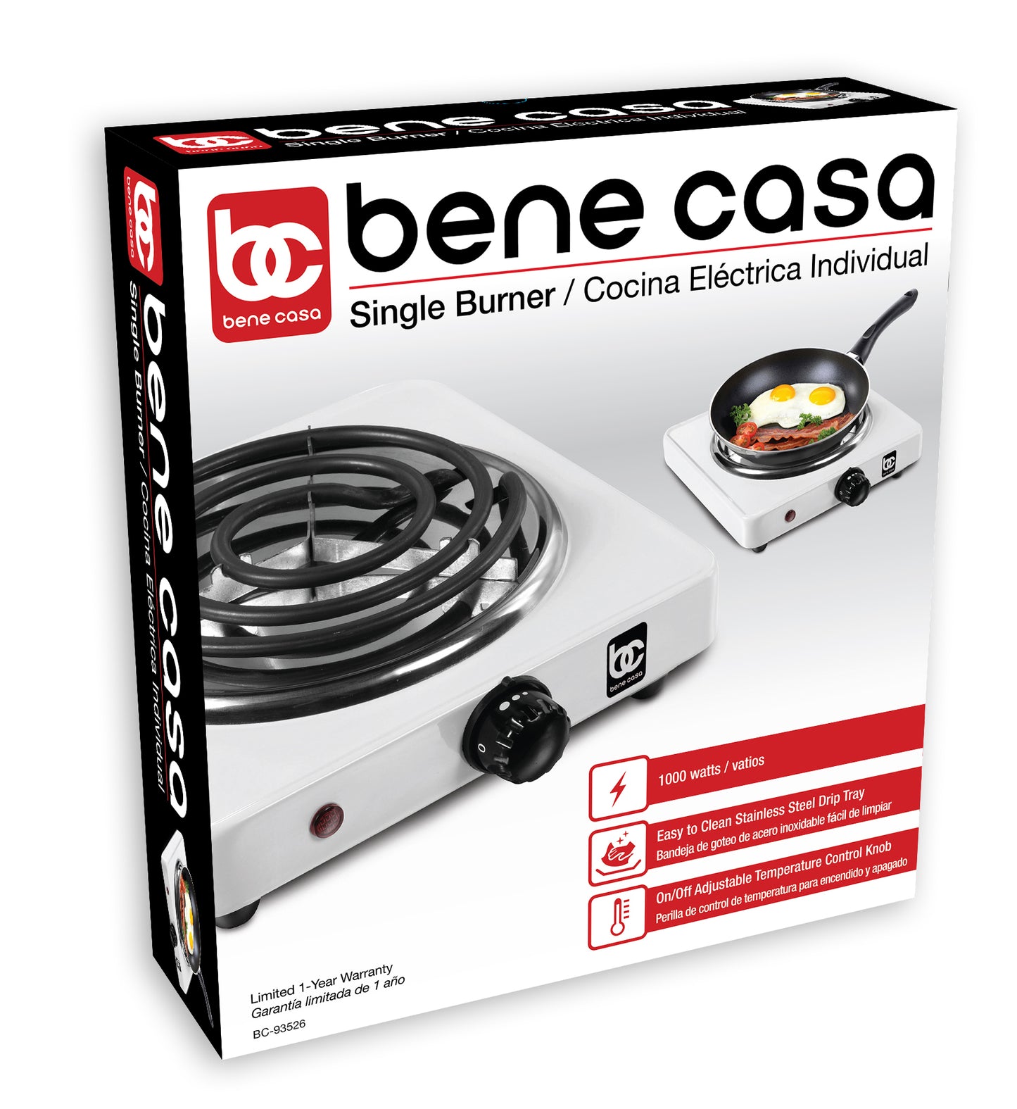 Bene Casa single coil electric burner in Red