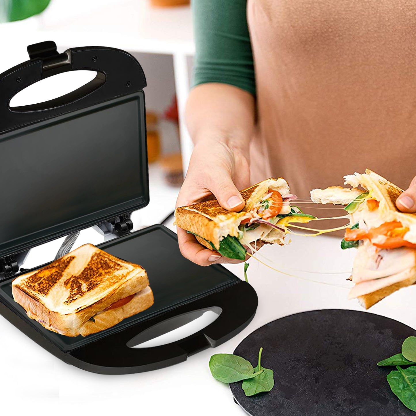
                  
                    Bene Casa flat grill sandwich maker, cool touch, non-stick, compact, flat grid
                  
                