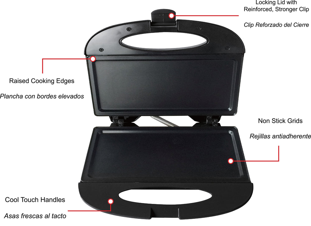 
                  
                    Bene Casa flat grill sandwich maker, cool touch, non-stick, compact, flat grid
                  
                