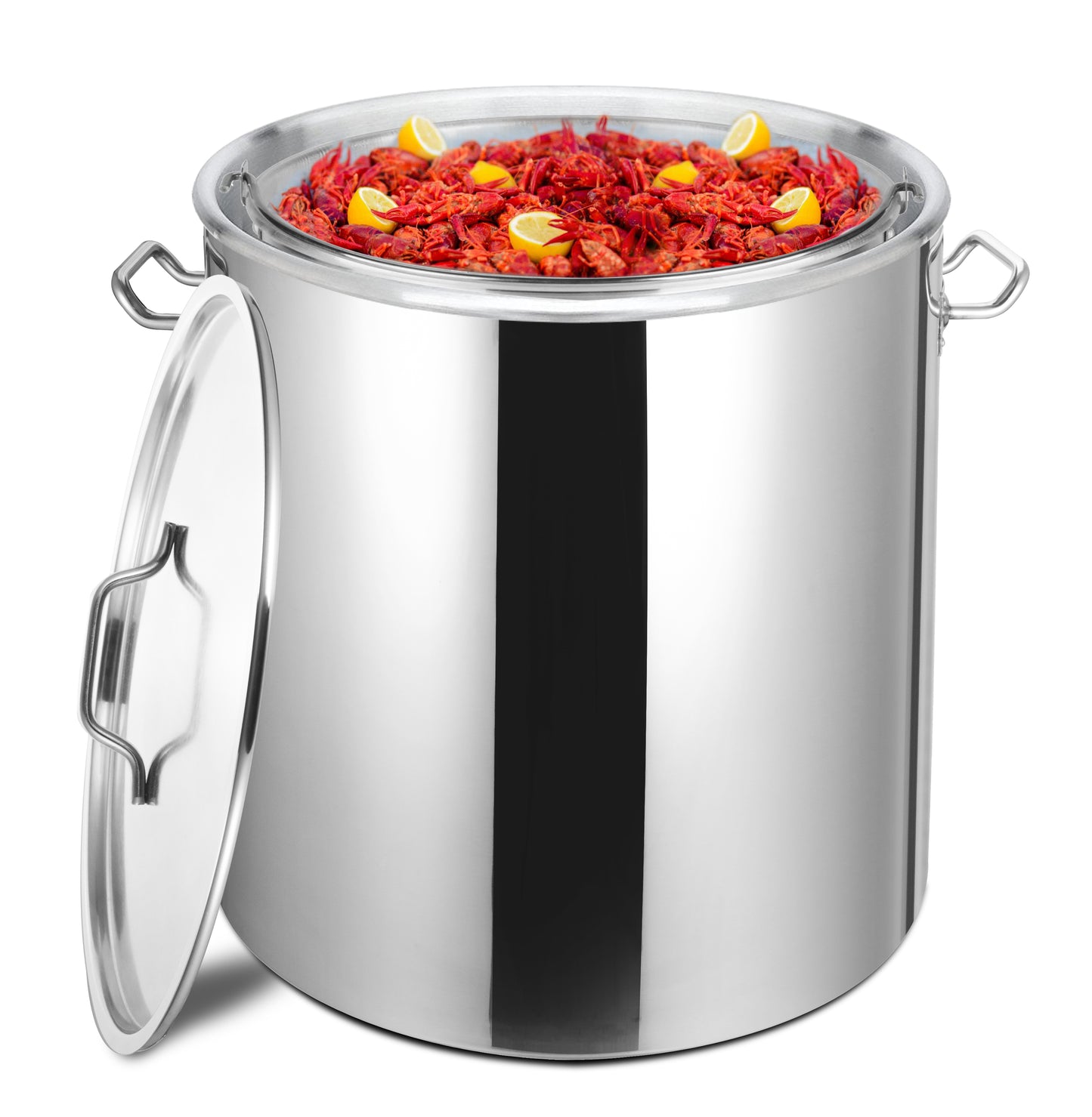 Bene Casa 60Qt Stainless Steel Boiling Pot with Strainer Basket and Li