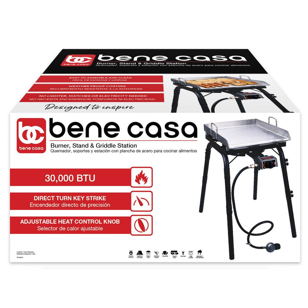 Bene Casa cast-iron double burner w/ griddle, 55000 BTU, stainless ste