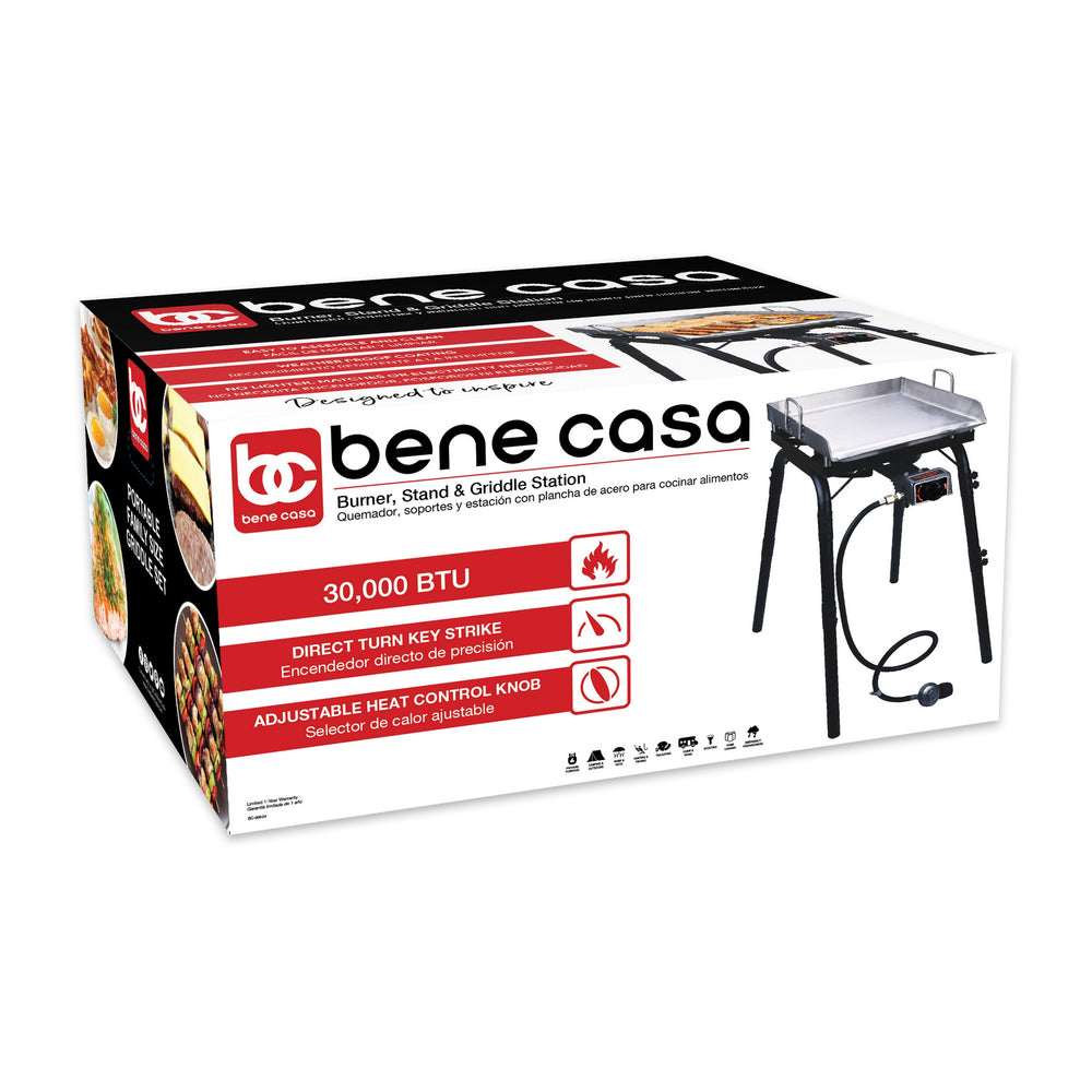
                  
                    Bene Casa Double Cast Iron Propane Burner with Stand & Griddle Station (Single), 30,000 BTU
                  
                