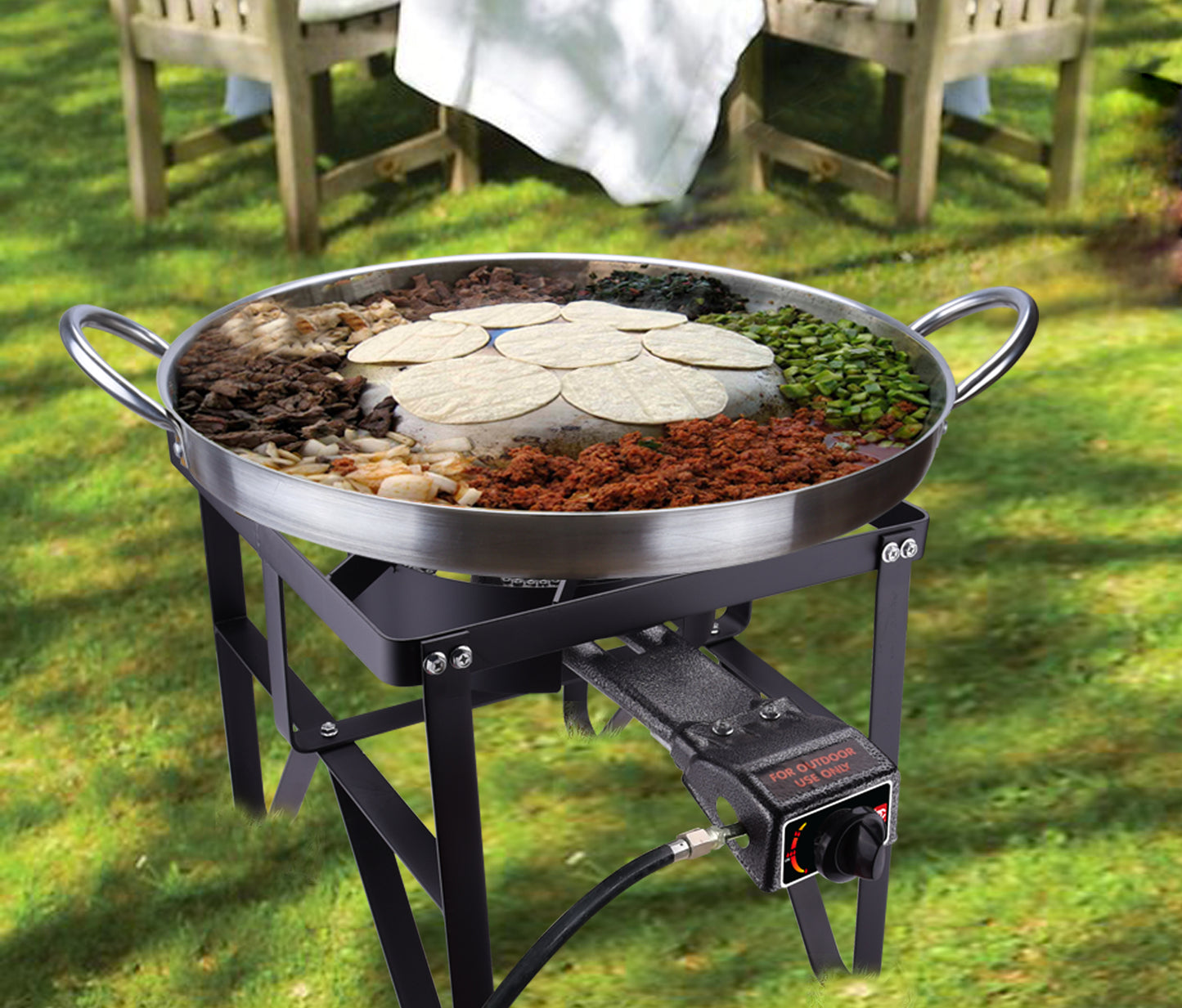 
                  
                    Bene Casa Single Square Burner w/ Stand; 30,000 BTU Portable Outdoor Stove
                  
                