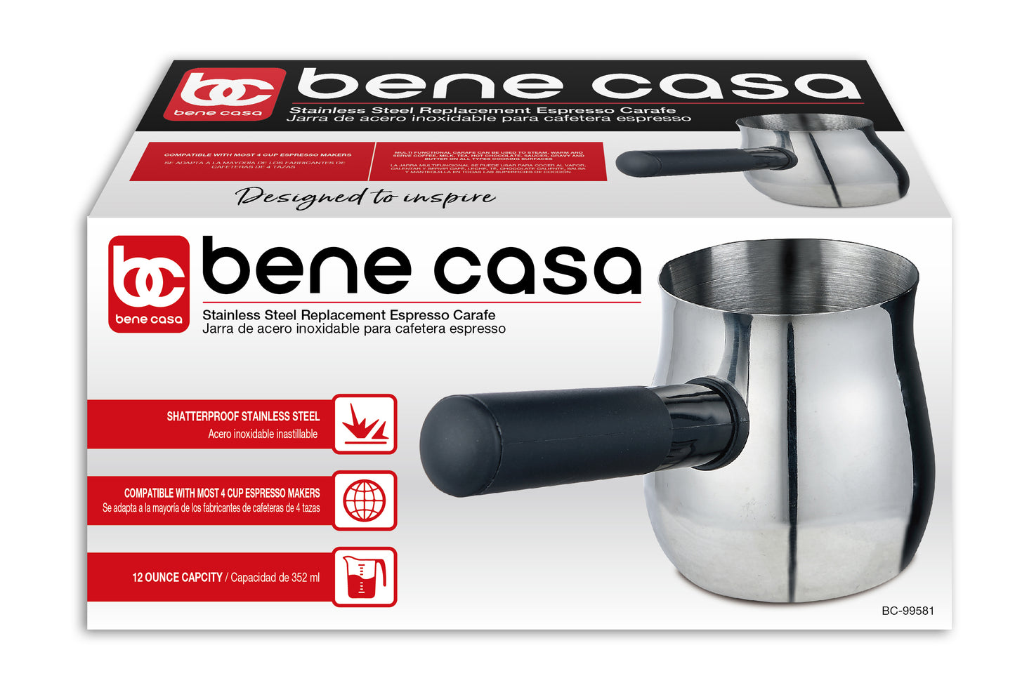 Bene Casa 4-Cup Espresso Maker with Stainless Steel Carafe - Each