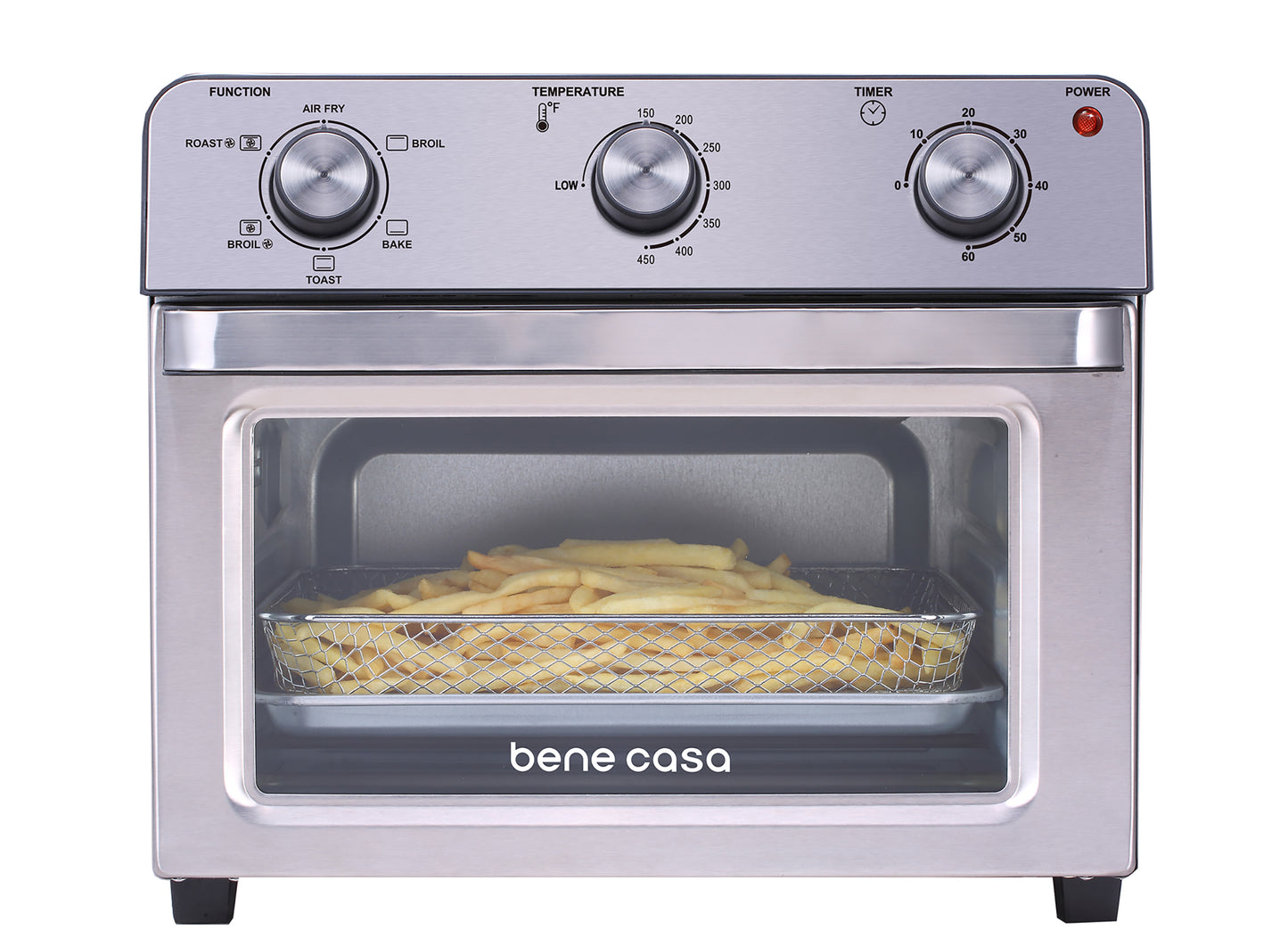 
                  
                    Bene Casa 22L Air Fryer Toaster Oven, Roast, Bake, Broil, Re-heat, Advanced Heat Flow Technology, Stainless Steel, 1500W
                  
                