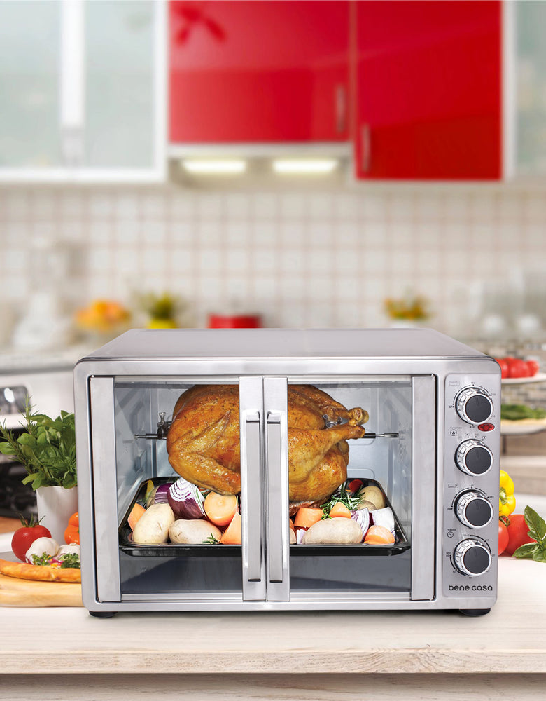 
                  
                    Bene Casa French Door Convection Oven with rotisserie, Stainless Steel, Extra Large 45L
                  
                