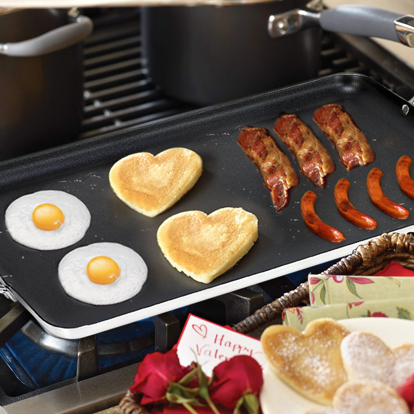 Bene Casa Non-Stick Aluminum Griddle with Handles, 19x11.5