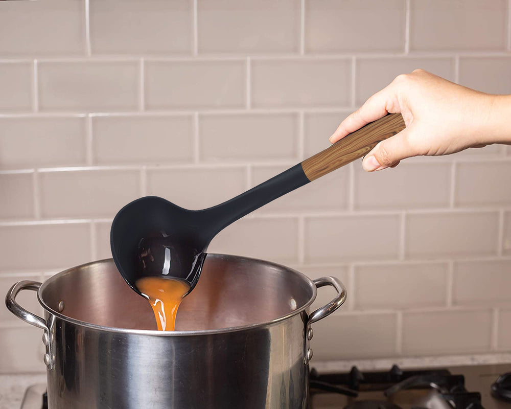 
                  
                    Bene Casa Black Ladle with Wood Like Handle, Heat Resistant
                  
                