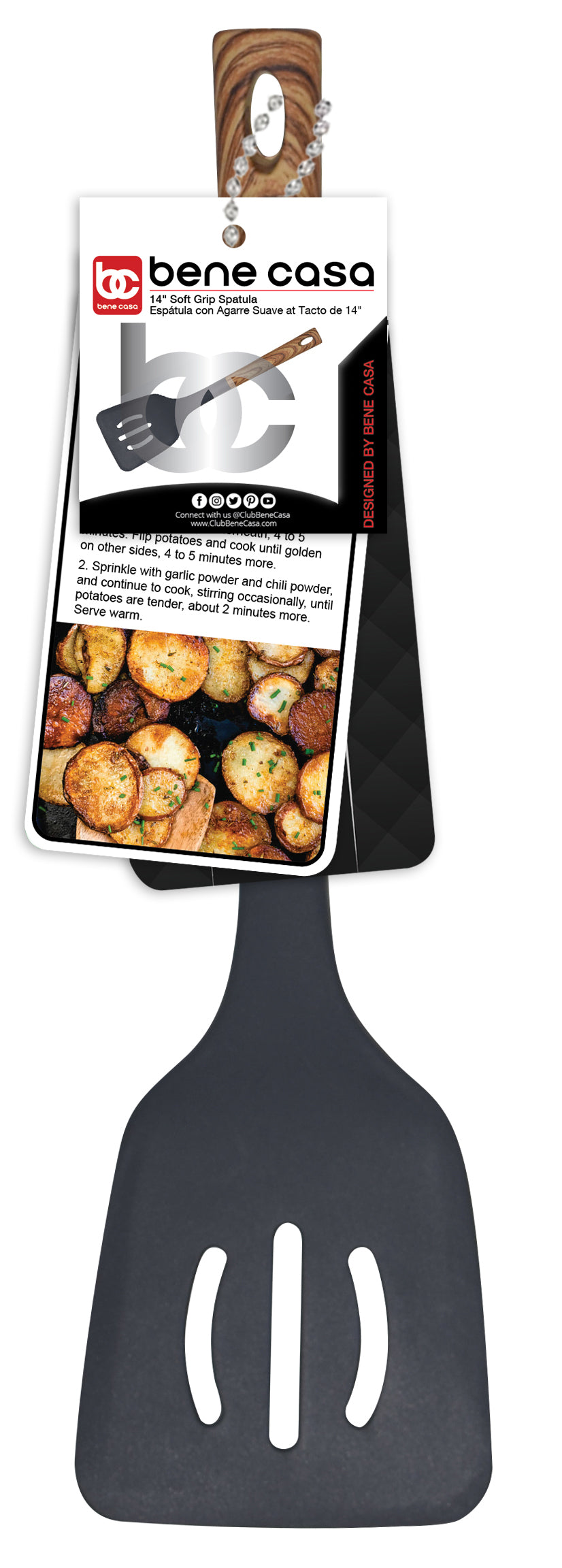 Bene Casa 14" Black Soft Grip Spatula