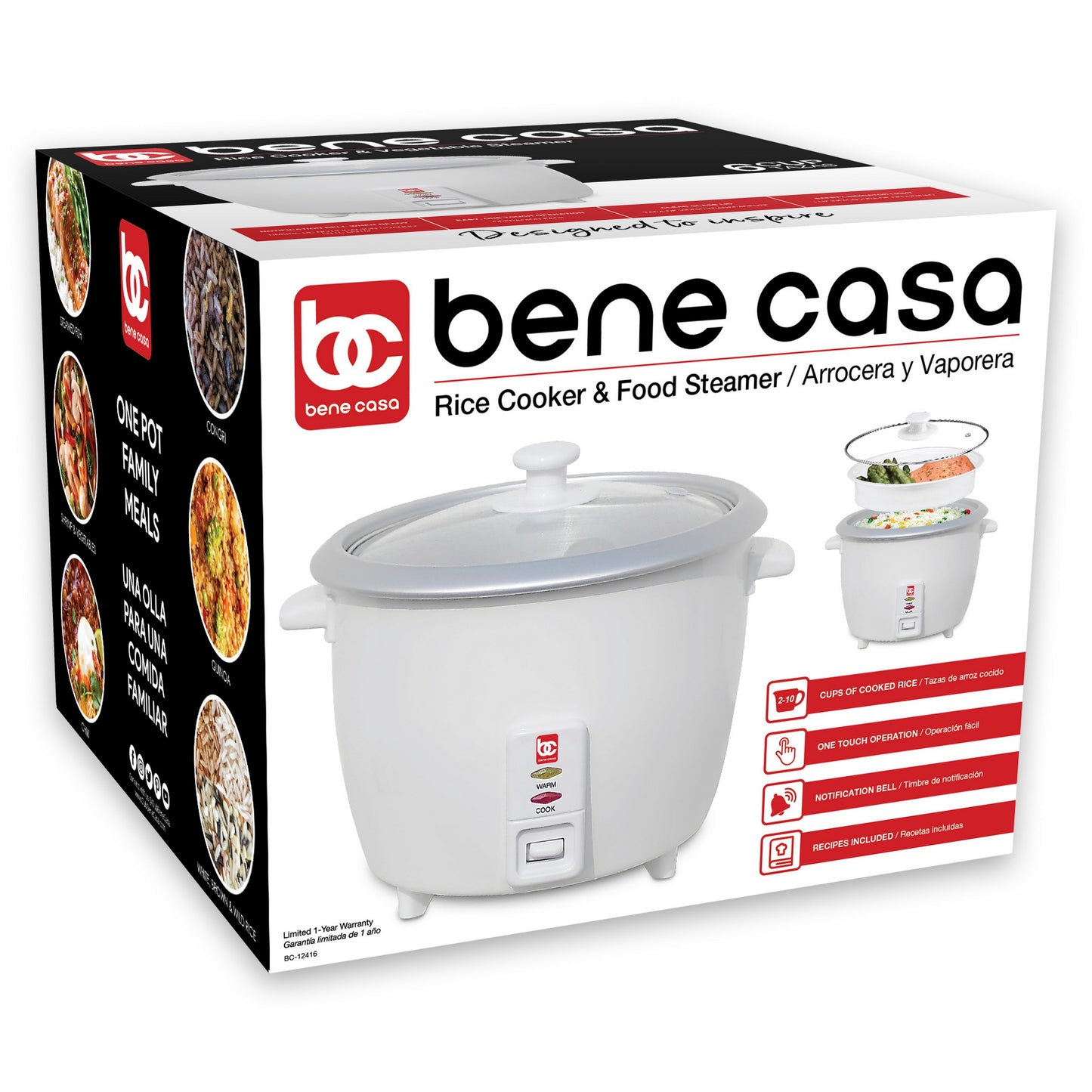 
                  
                    6 Cup Bene Casa Rice Cooker with glass lid, dishwasher safe rice cooker with auto cut off, steamer rice maker with keep warm facility
                  
                