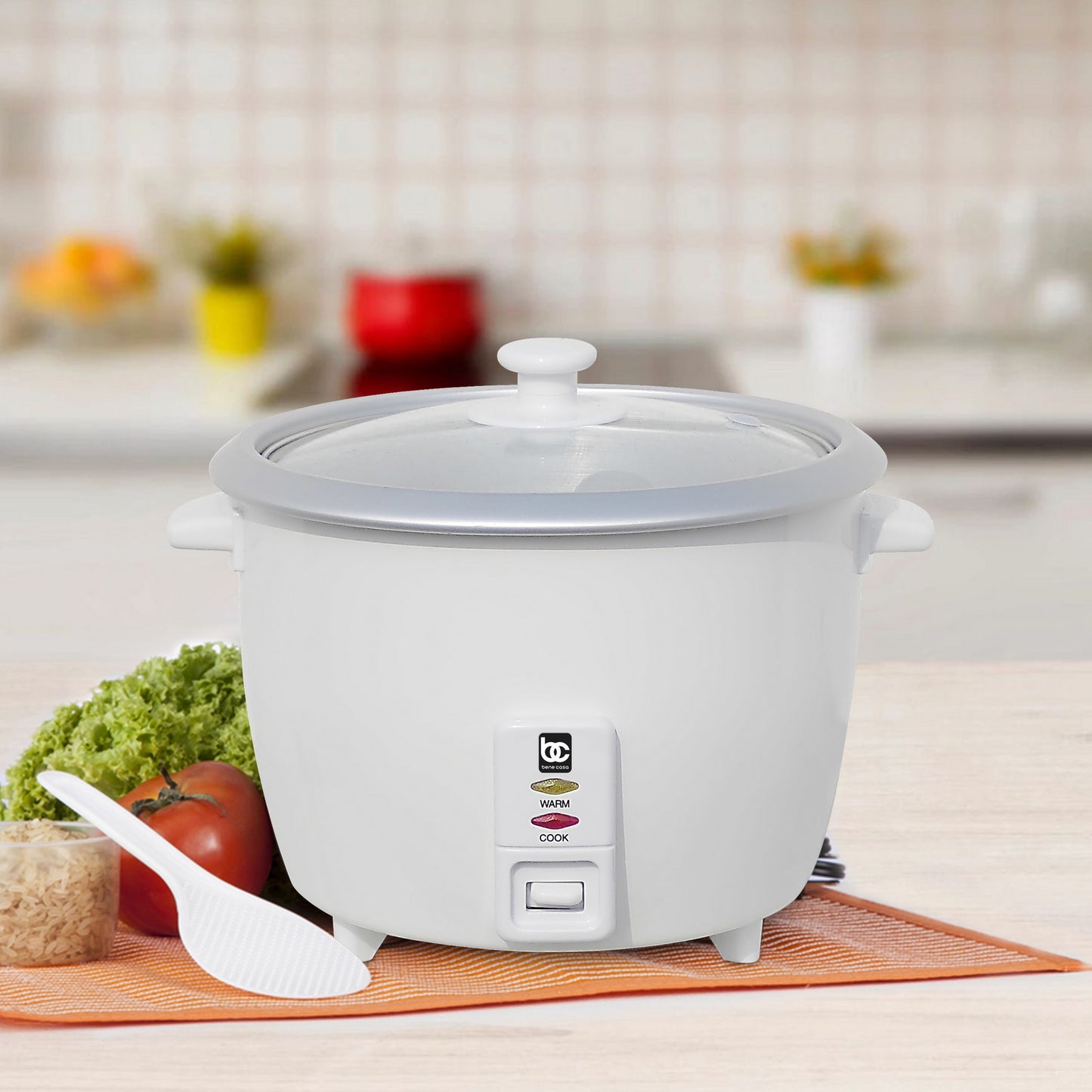 Bene Casa 6-Cup Rice Cooker w/ Glass Lid, Auto cut off, Steamer, & Kee