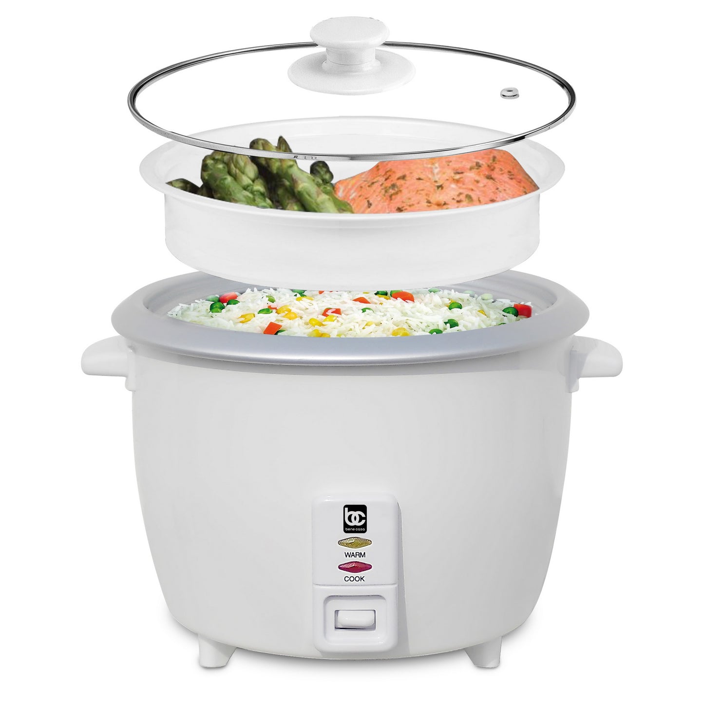 
                  
                    6 Cup Bene Casa Rice Cooker with glass lid, dishwasher safe rice cooker with auto cut off, steamer rice maker with keep warm facility
                  
                