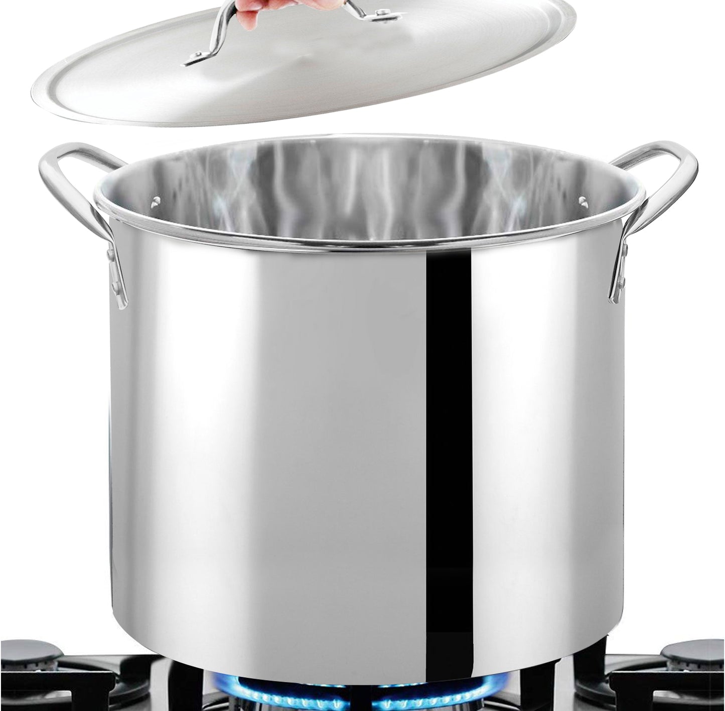 Cook N Home Stock Pot with Lid, Basics Stainless Steel Casserole