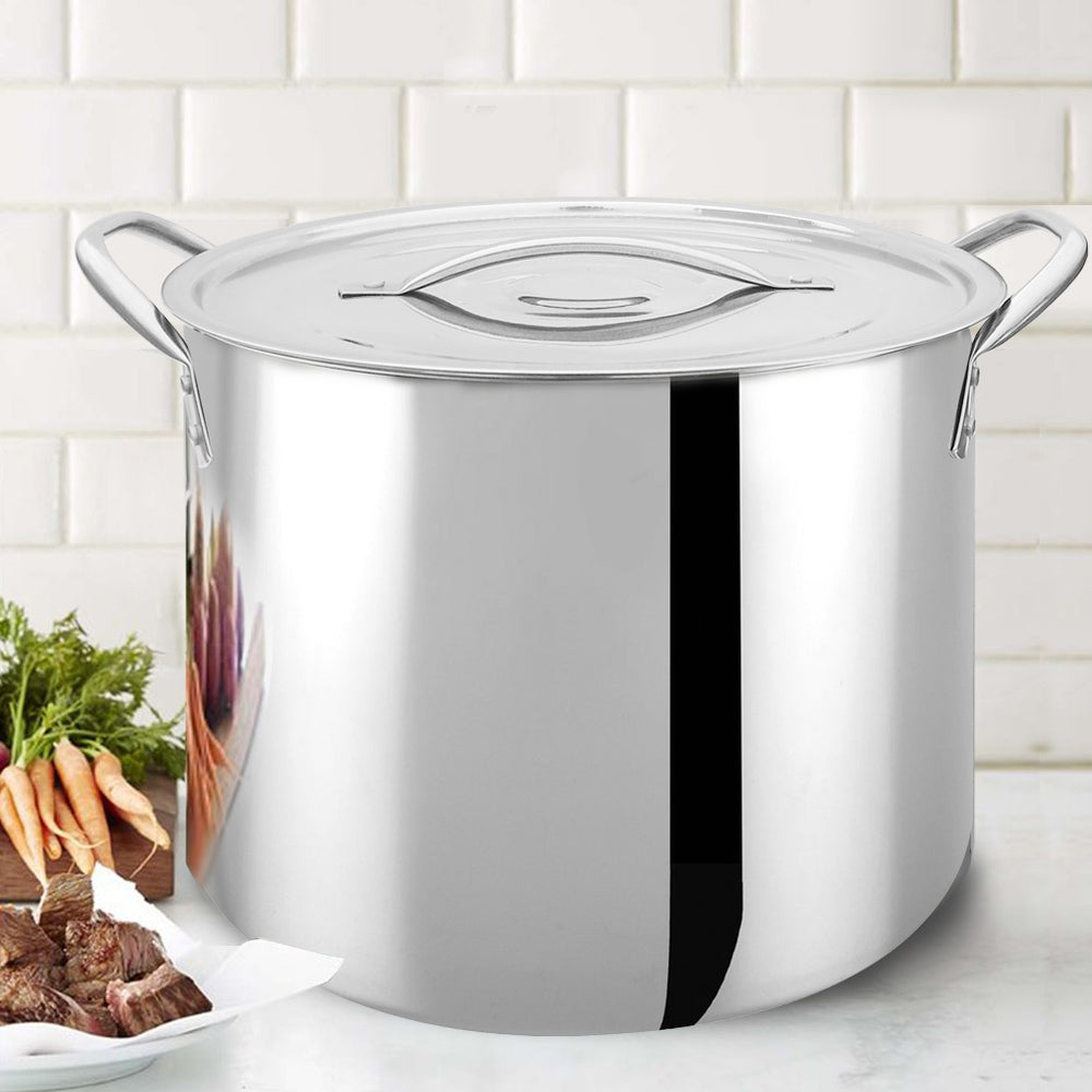 Bene Casa Stainless-Steel Stock Pot w/ lid, 8-quart capacity, reinforced  bottom