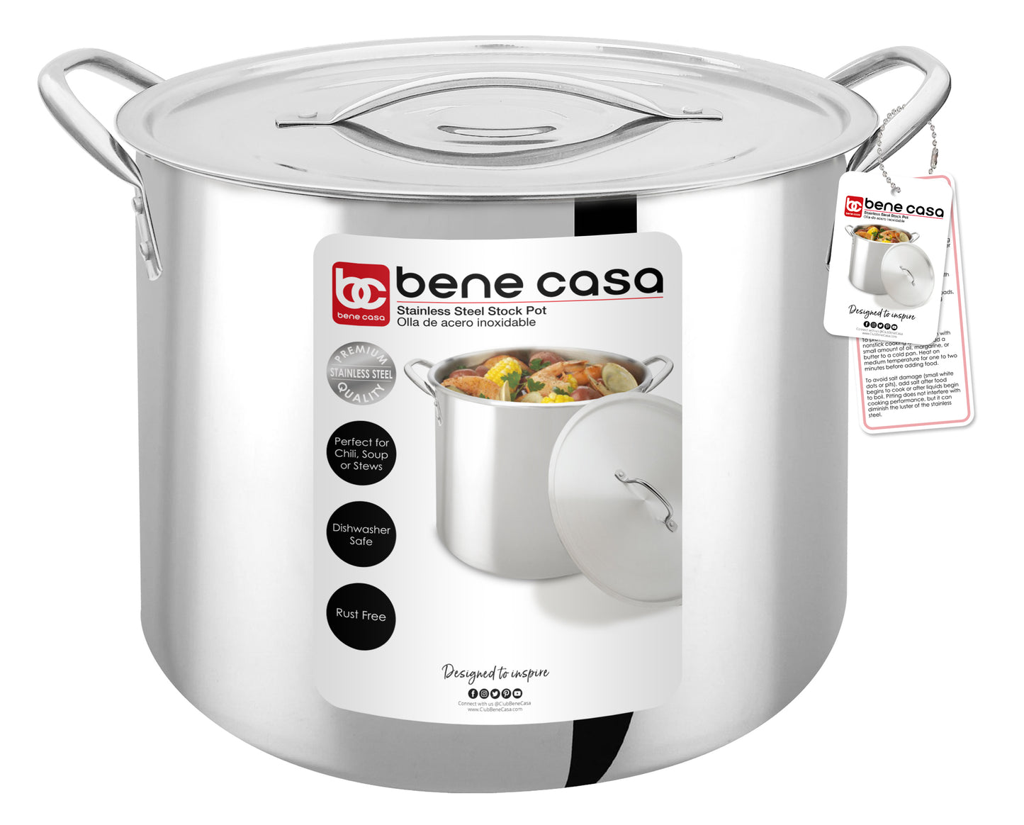 
                  
                    Bene Casa Stainless-Steel Stock Pot w/ lid, 8-quart capacity, reinforced bottom
                  
                