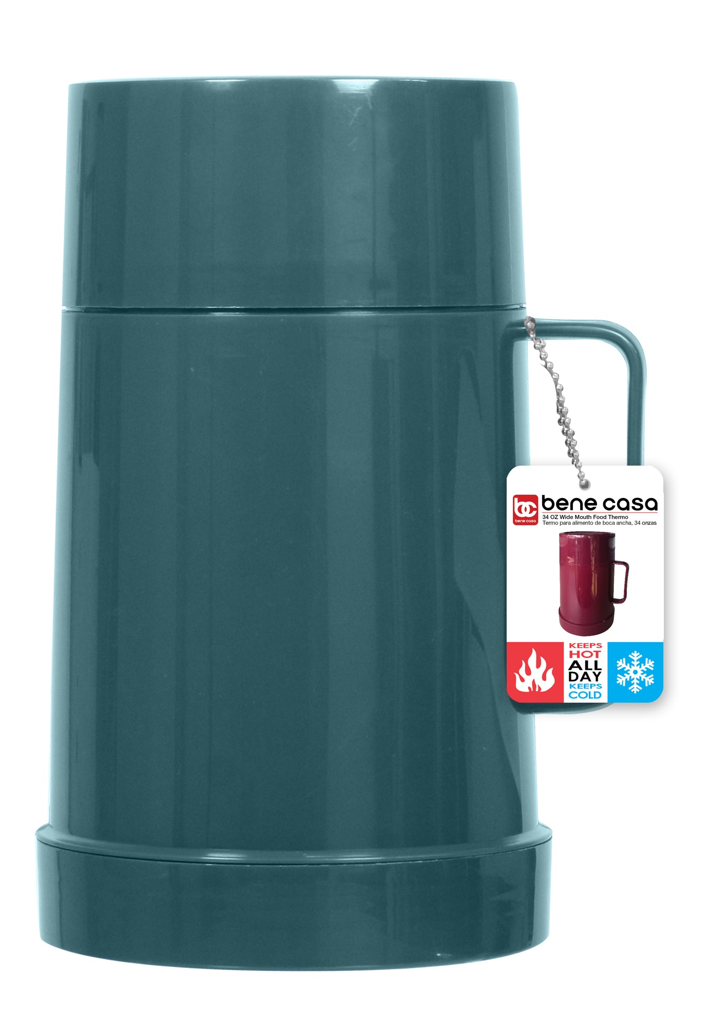 
                  
                    Bene Casa 1 -liter food thermos, red, green blue thermos, double wall wide neck thermos, hot or cold food thermos for drinks
                  
                