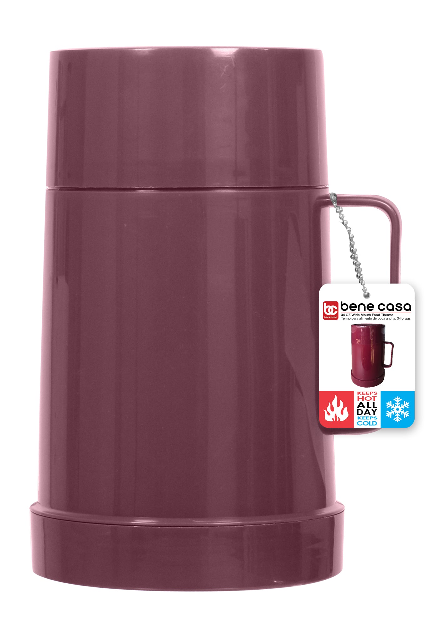 
                  
                    Bene Casa 1 -liter food thermos, red, green blue thermos, double wall wide neck thermos, hot or cold food thermos for drinks
                  
                