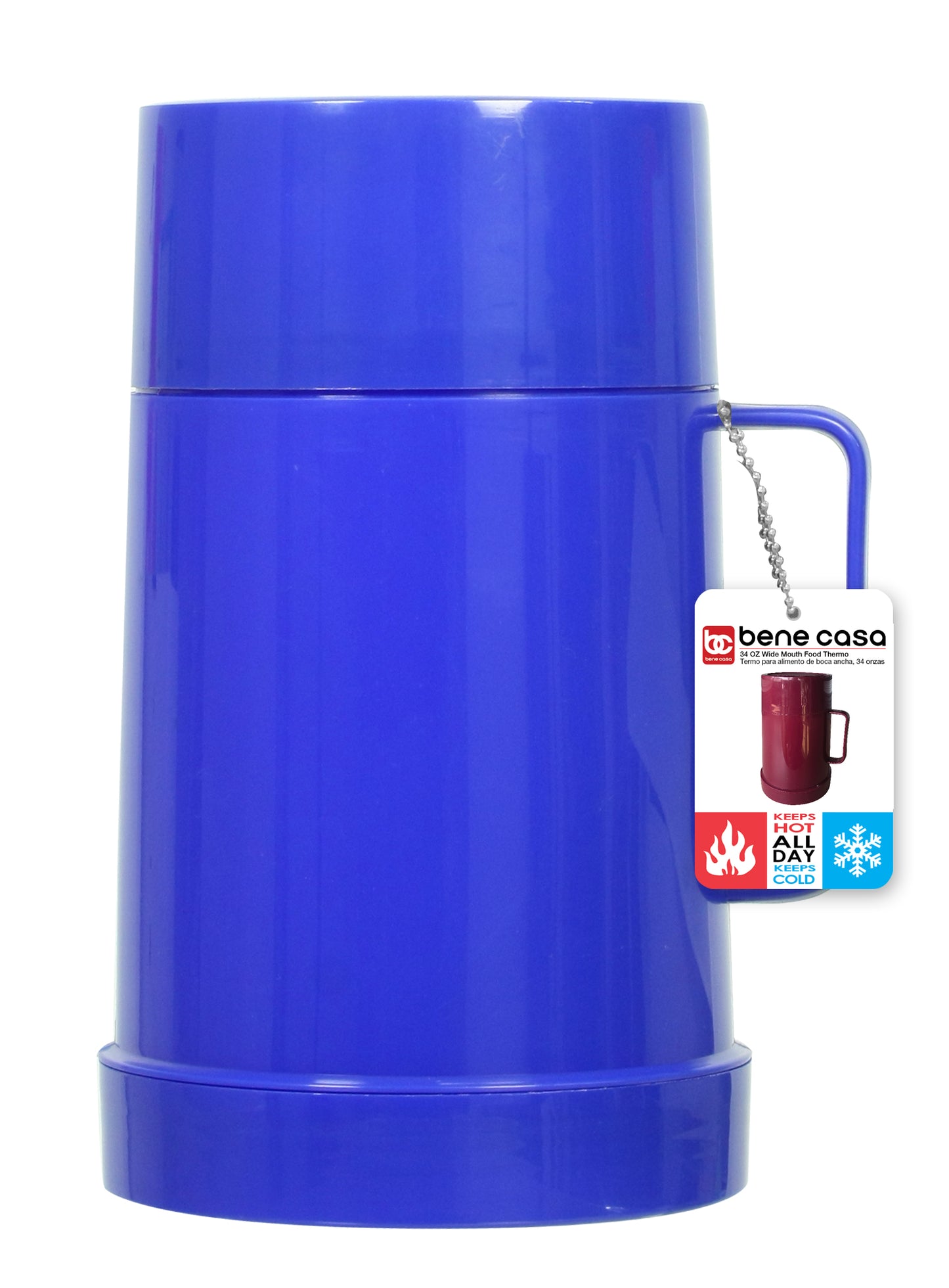 
                  
                    Bene Casa 1 -liter food thermos, red, green blue thermos, double wall wide neck thermos, hot or cold food thermos for drinks
                  
                