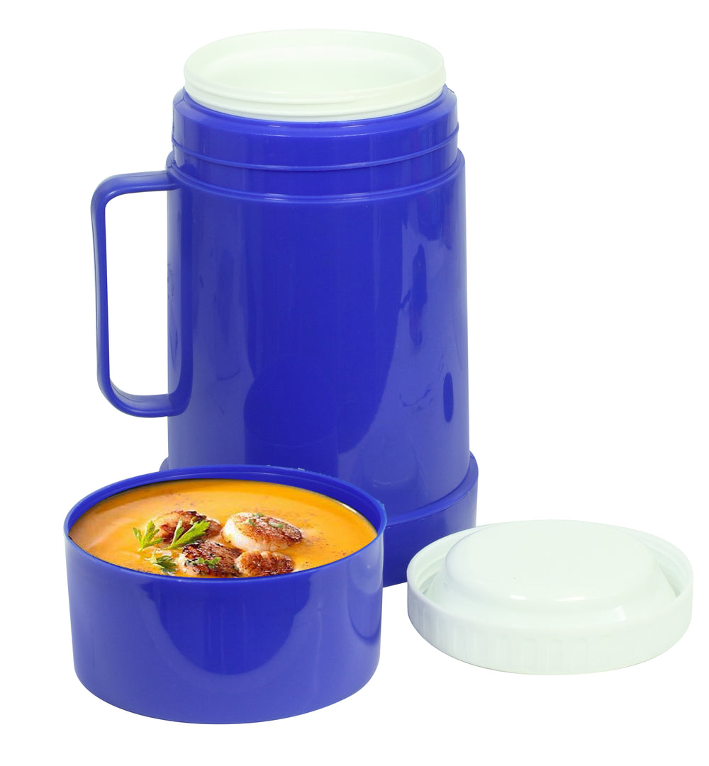 Bene Casa 1 -liter food thermos, red, green blue thermos, double wall wide neck thermos, hot or cold food thermos for drinks