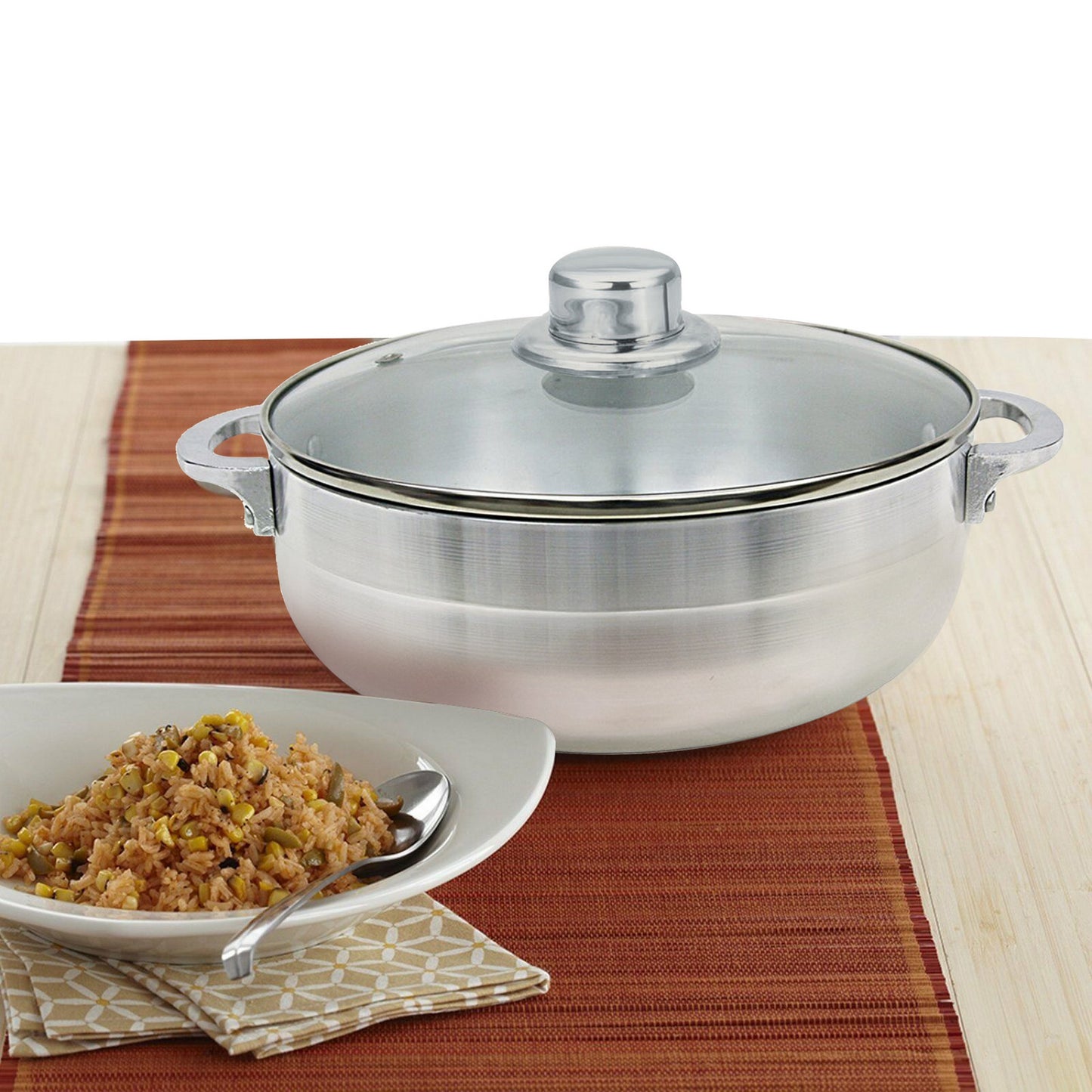 Bene Casa Aluminum Stock Pot with Steamer Rack and Lid