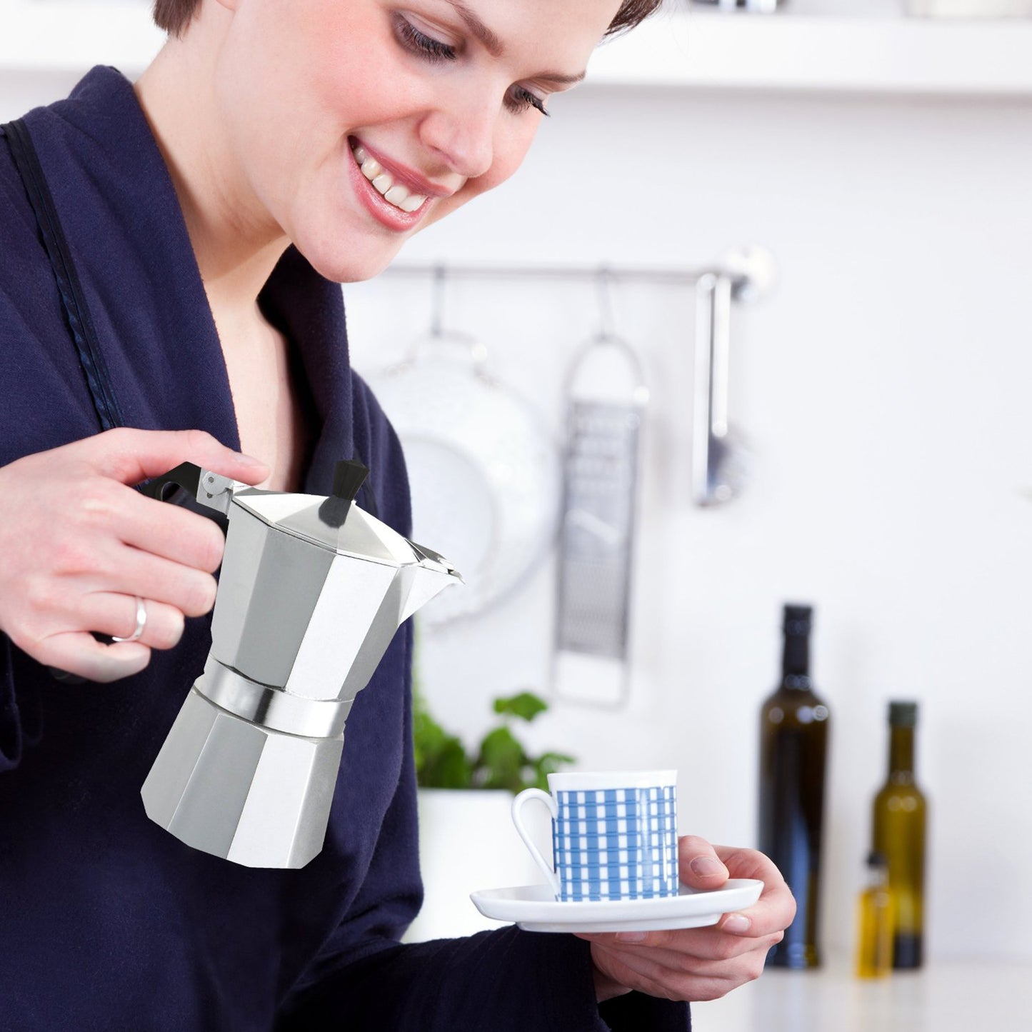 
                  
                    Bene Casa 1 cup aluminum espresso maker, stove top espresso maker, single shot, dishwasher safe espresso maker with side pour spout
                  
                
