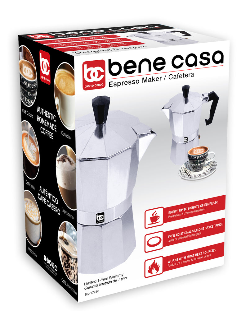 
                  
                    Bene Casa 1 cup aluminum, stovetop, espresso maker w/ side pour spout
                  
                