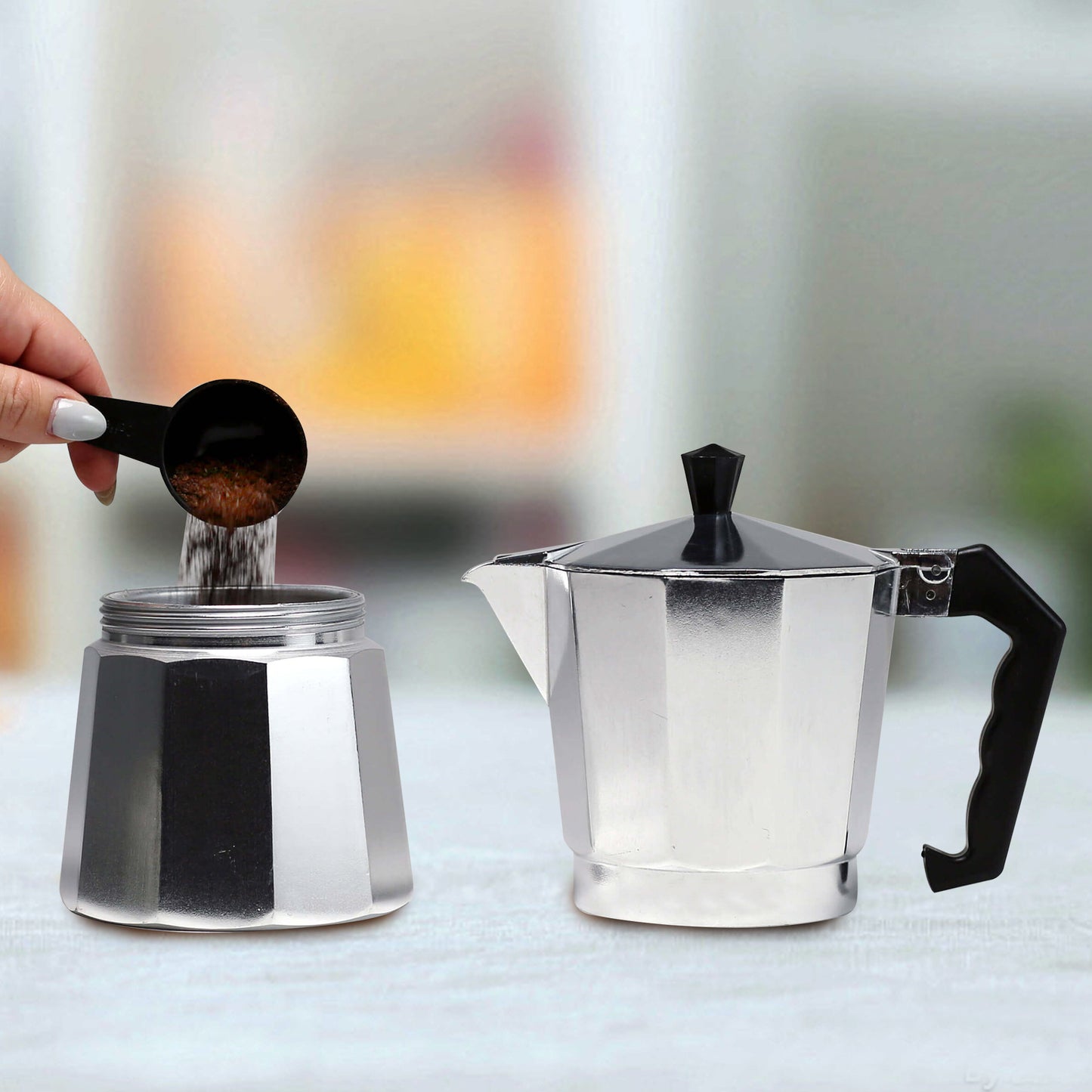 
                  
                    Bene Casa 1 cup aluminum espresso maker, stove top espresso maker, single shot, dishwasher safe espresso maker with side pour spout
                  
                