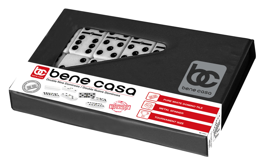 Bene Casa Handcrafted Double 9 Dominoes in Black PVC Pouch