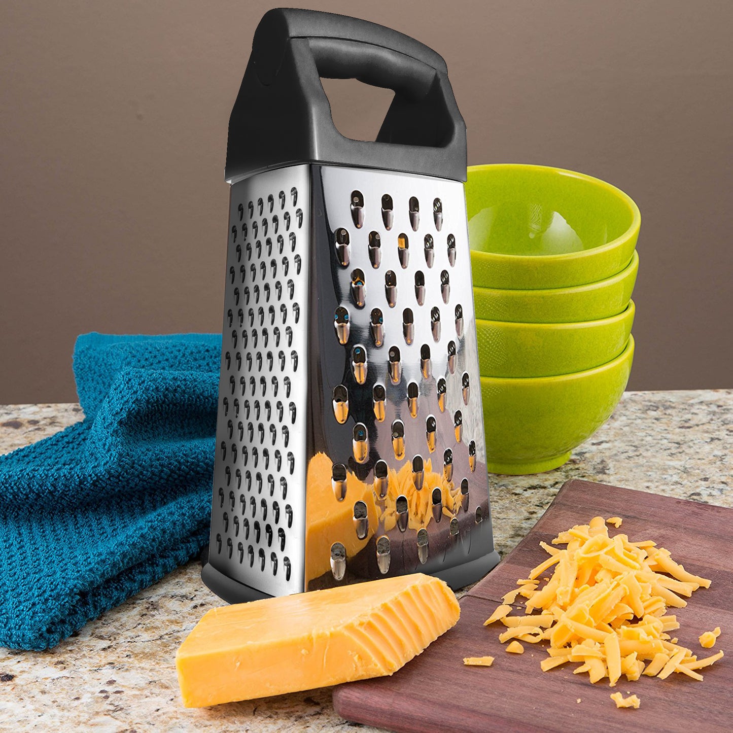 BARI STAINLESS STEEL GRATER WITH TRAY IDEALE