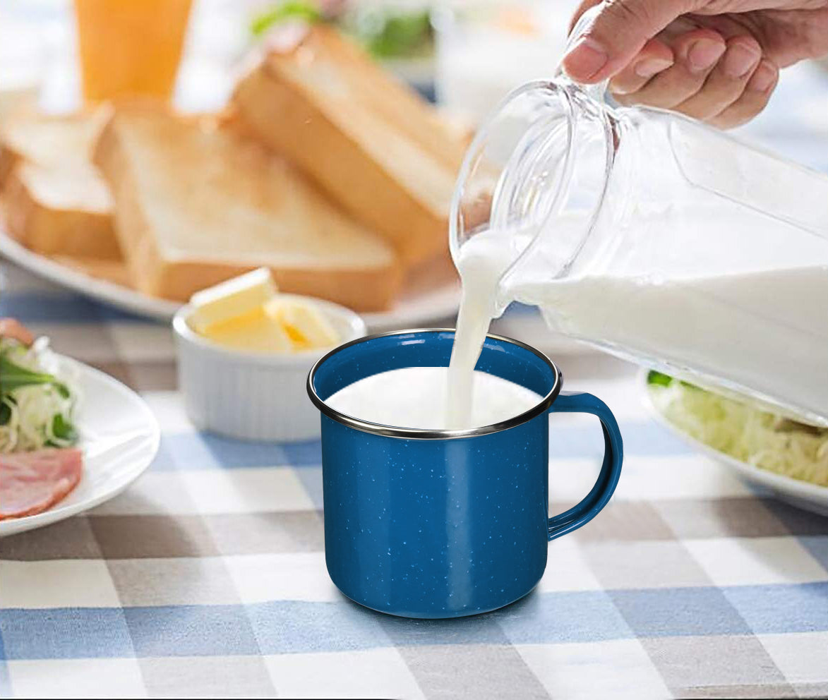 
                  
                    Bene Casa 12oz/0,36-liter royal blue mug, enamel mug, black trimmed mug, steel mug with blue enamel coating, dishwasher safe mug
                  
                