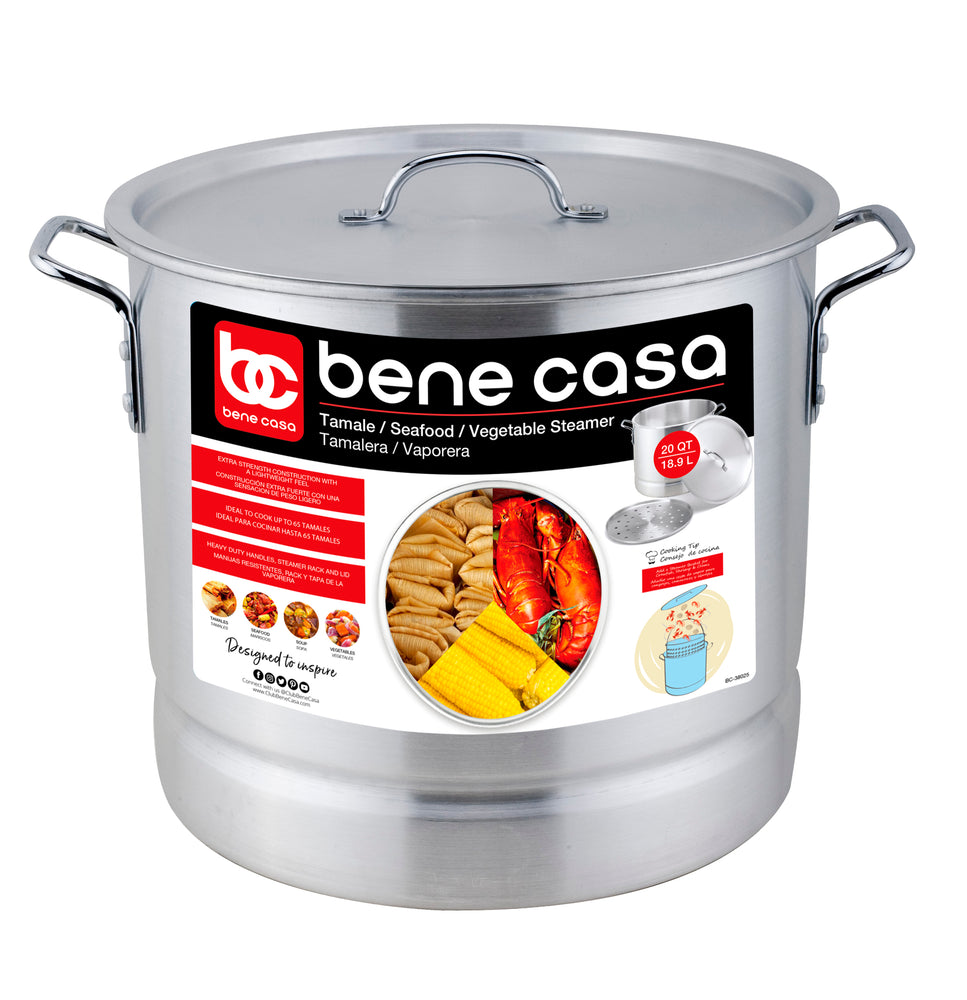 
                  
                    Bene Casa Aluminum Stock Pot with Steamer Rack and Lid
                  
                